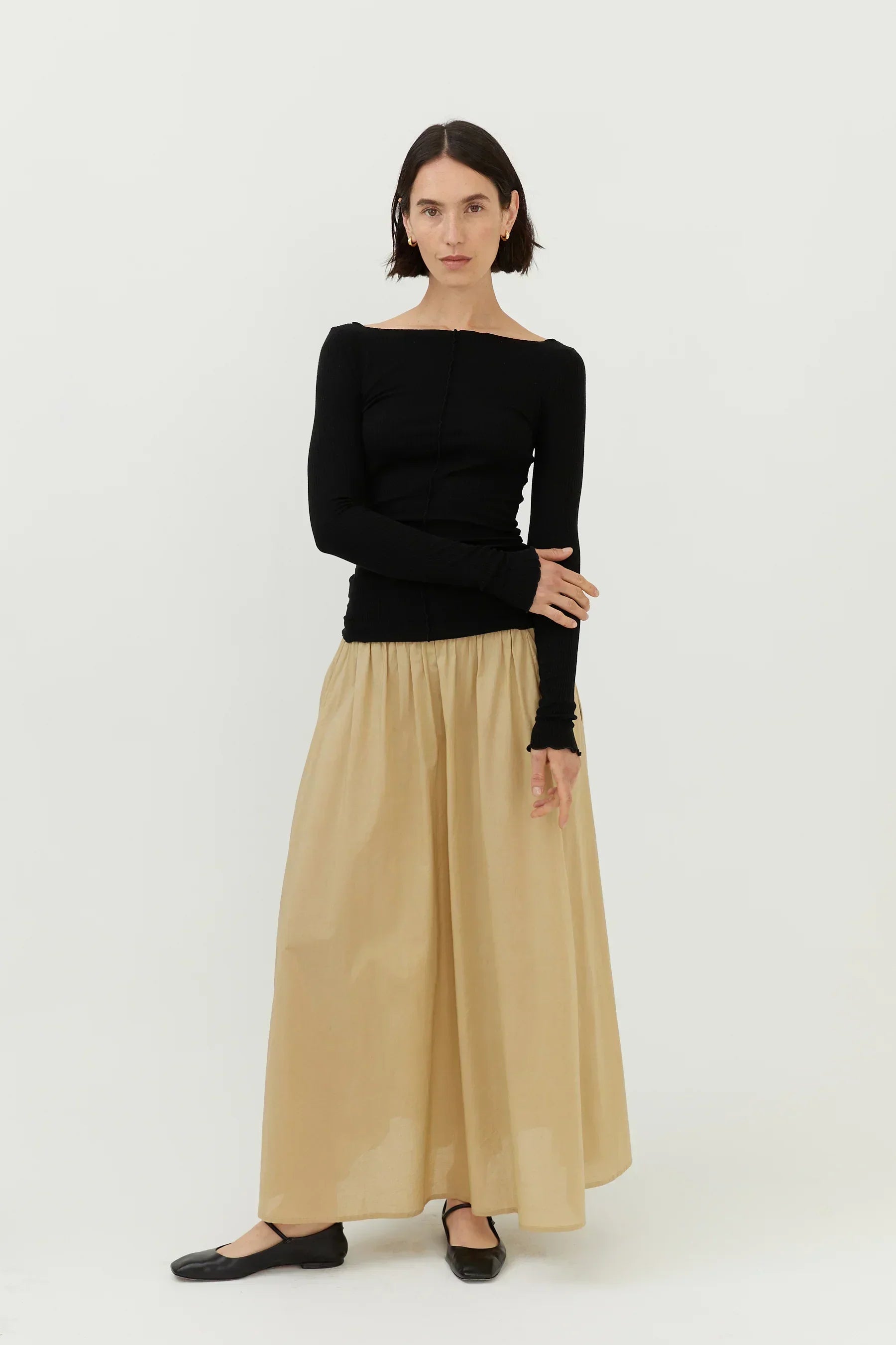 Boat Neck Top Black | Sustainable Women's Tops – The Slow Label