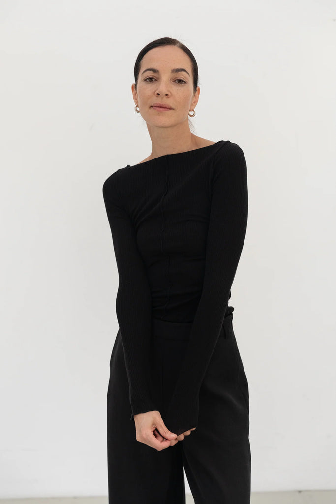 Boatneck Top in Nero