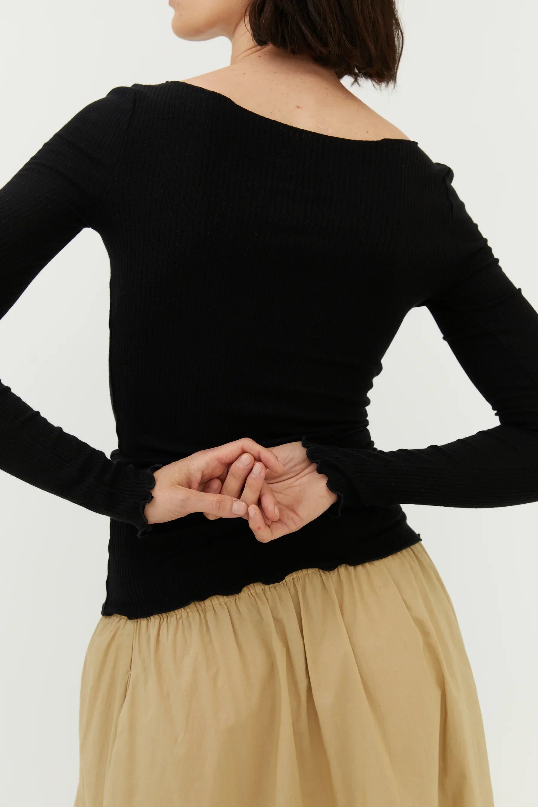Boat Neck Top Black | Sustainable Women's – The Slow Label