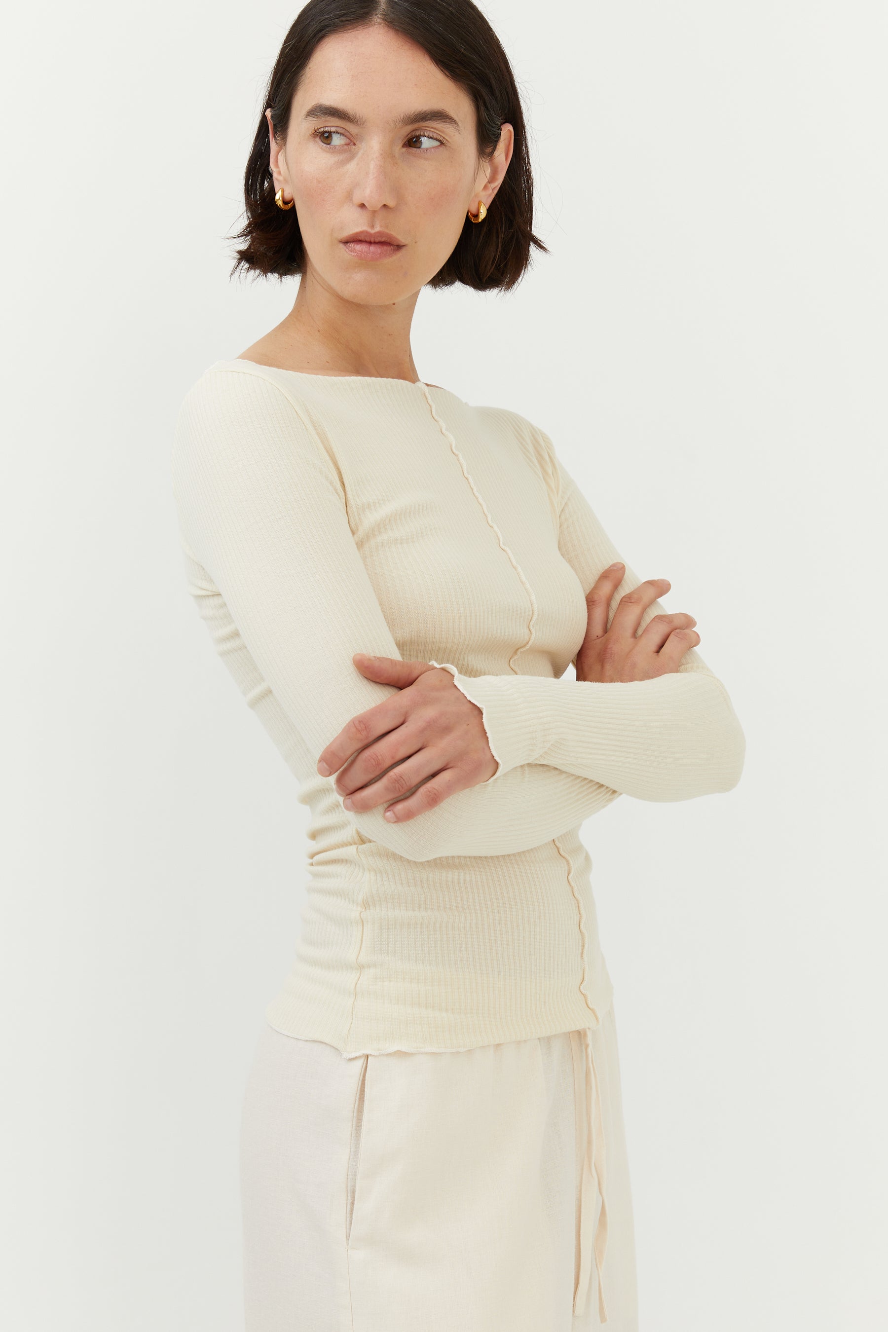Boat Neck Top Off-white – The Slow Label
