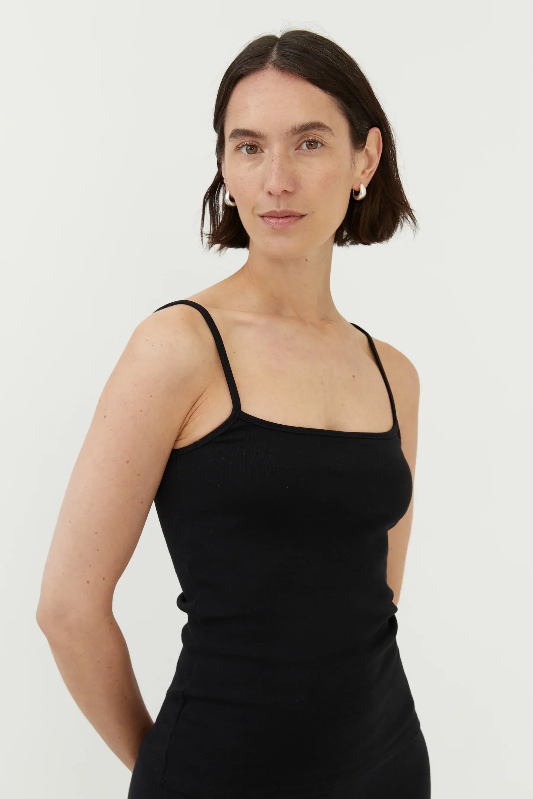トップス Cotton ribbon tank Black Everyday Tank Black | Sustainable Women's Tops & Tees – The Slow Label