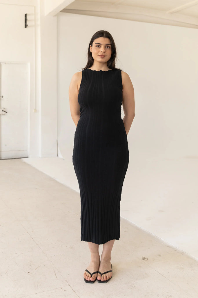 ladies ribbed dress Wide Rib Dress Burgundy