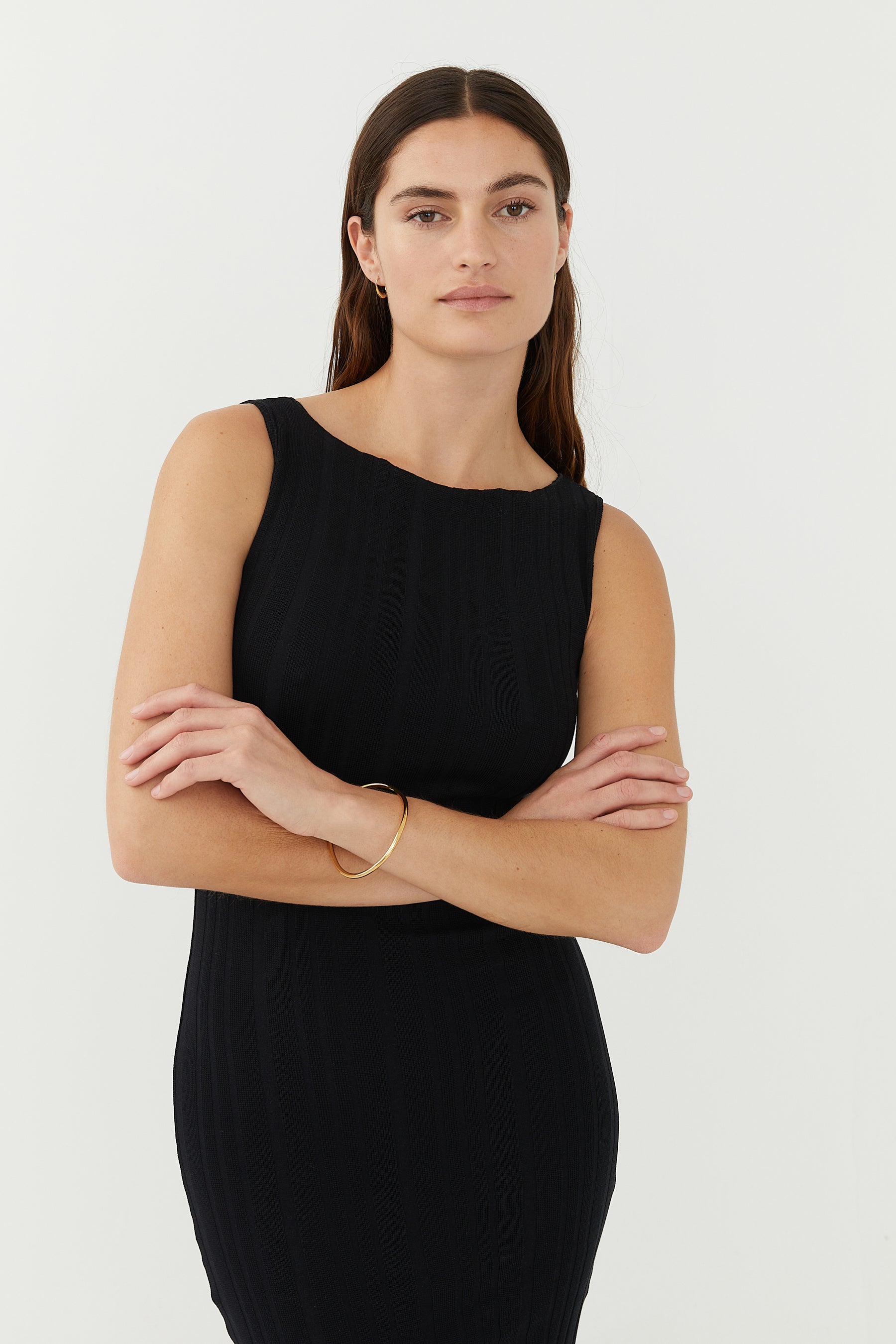 ★OPEN YY_TheOpen Product★ RIB PANELED DRESS (BLACK) Black Paneled Minidress by OPEN YY on Sale