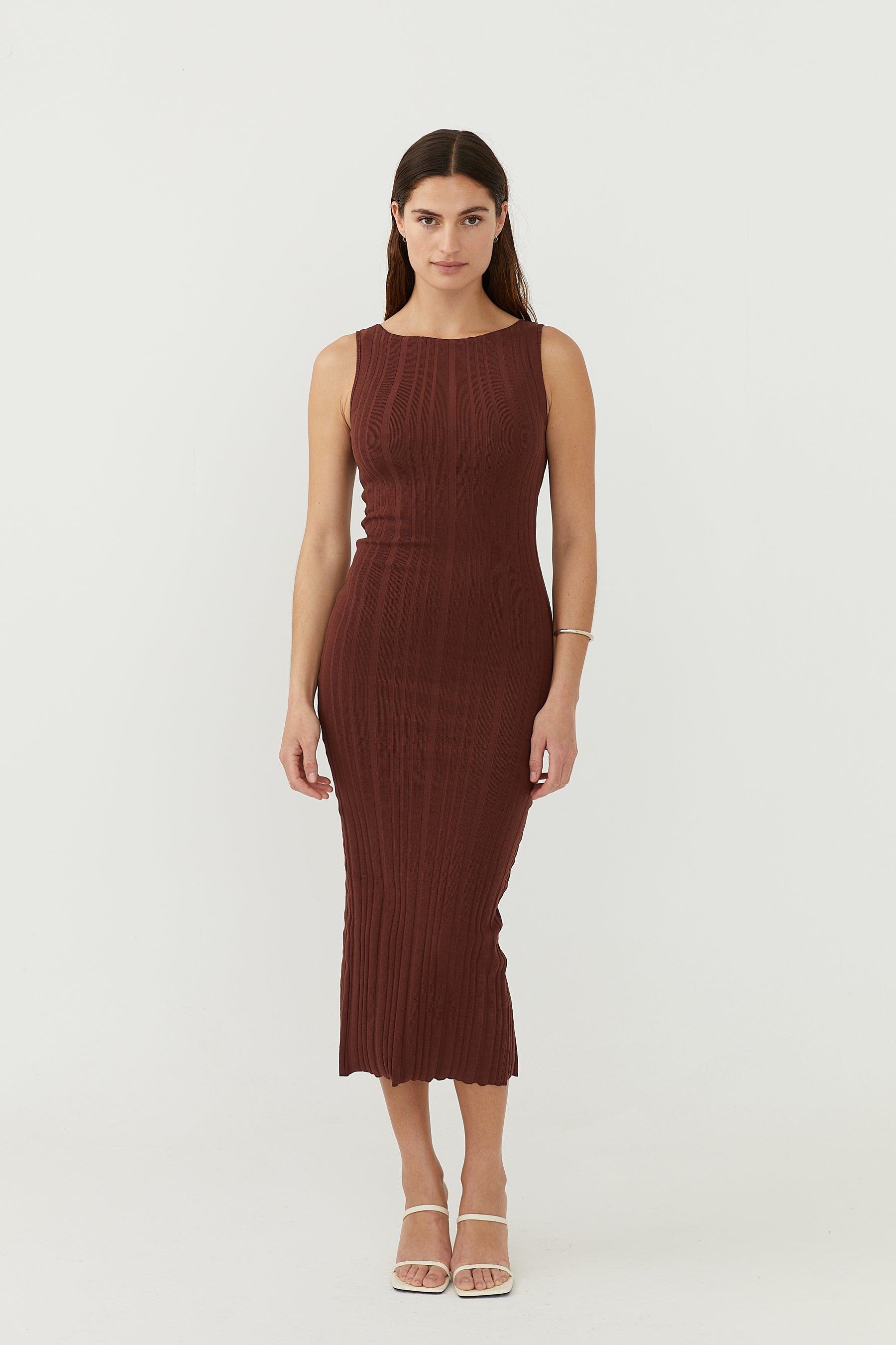 Wide Rib Dress Burgundy – The Slow Label