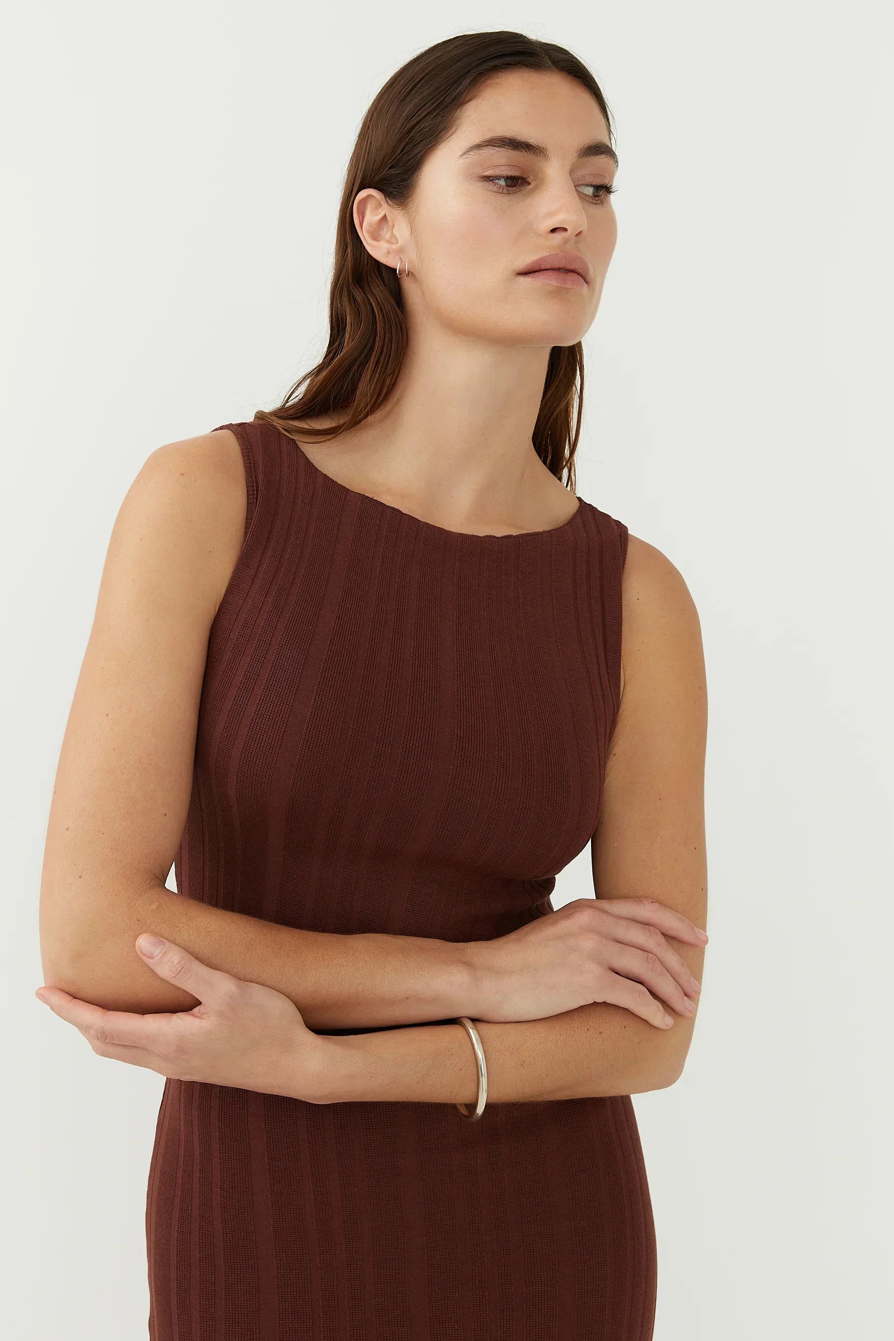 Wide Rib Dress Burgundy | Sustainable Women's Dresses  The Slow Label