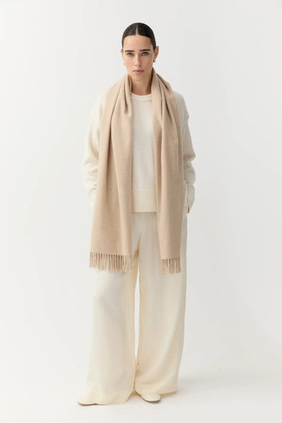 Woven Scarf Beige | Sustainable Women's Accessories – The Slow Label