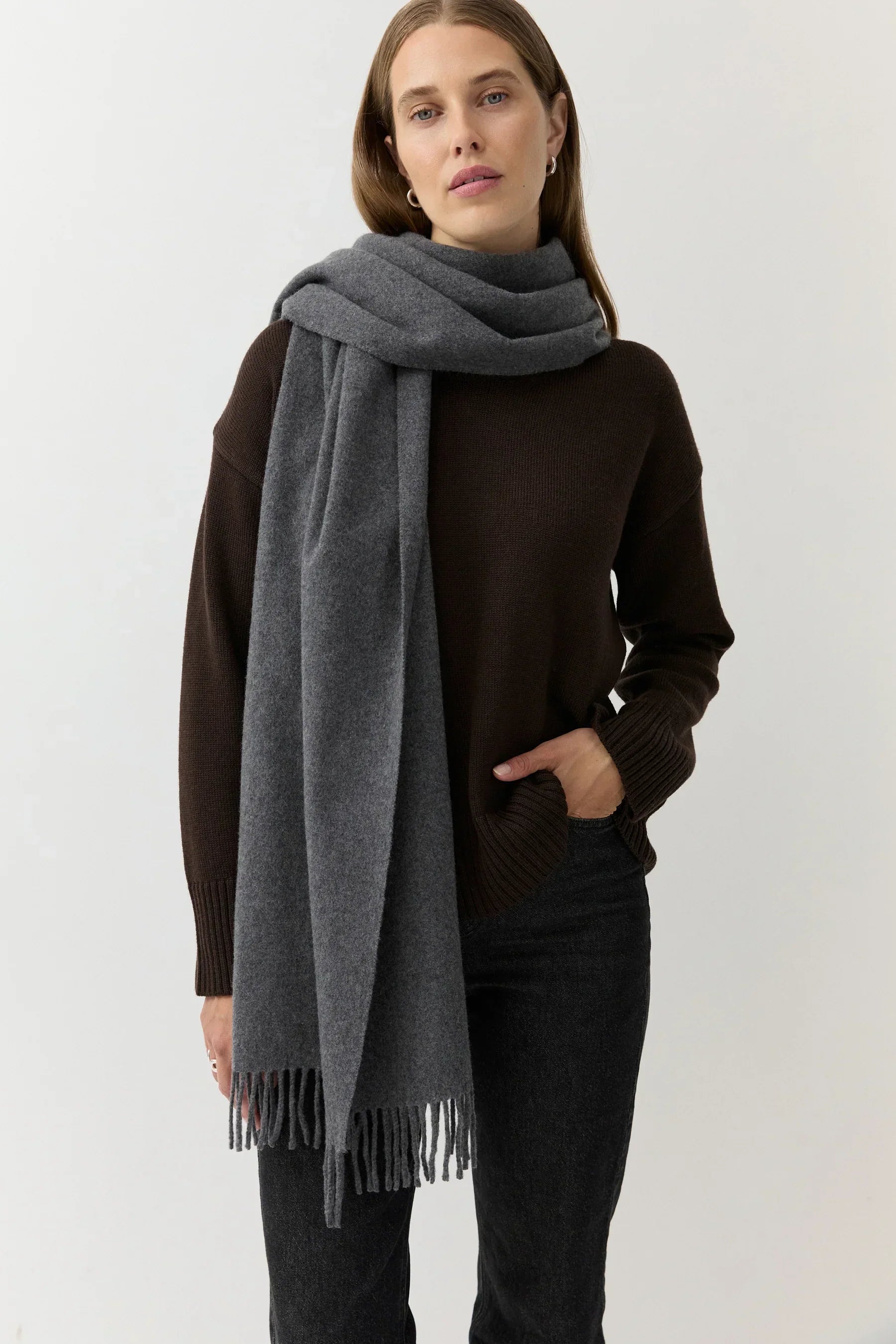 Woven Scarf Medium Grey | Sustainable Women's Accessories – The