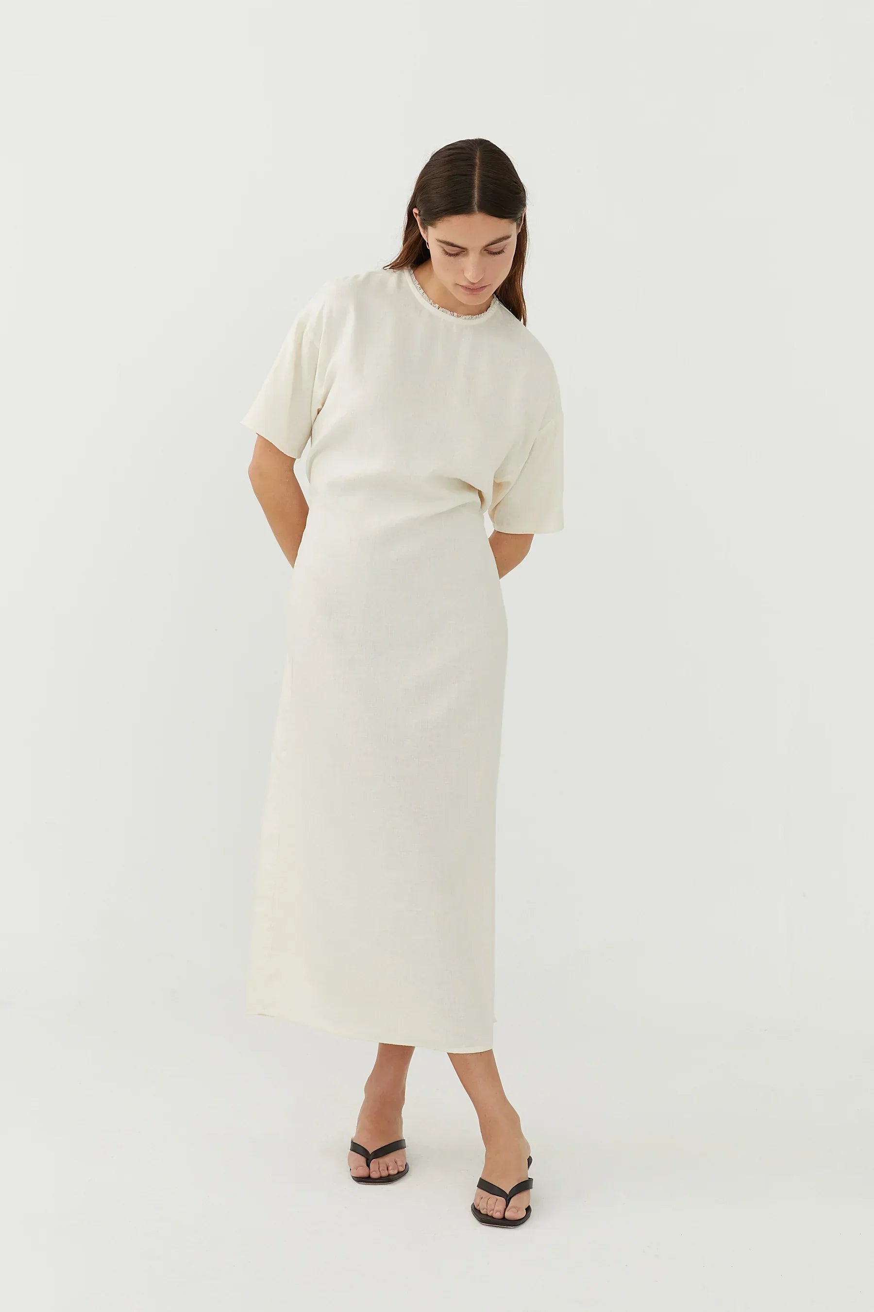 Woven Tee Dress Ecru