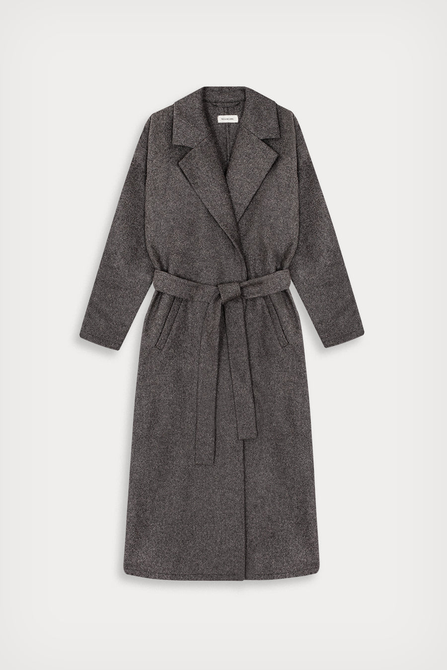 Grey wool coat belt deals